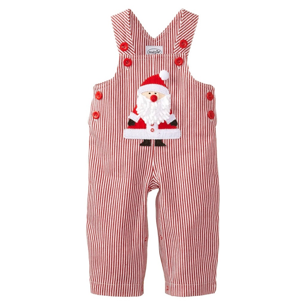 Mud Pie Santa Striped Overalls